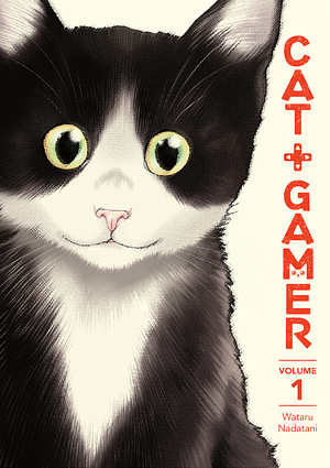 Black and white cat on white background with red text for book title "Cat+Gamer Vol 1"