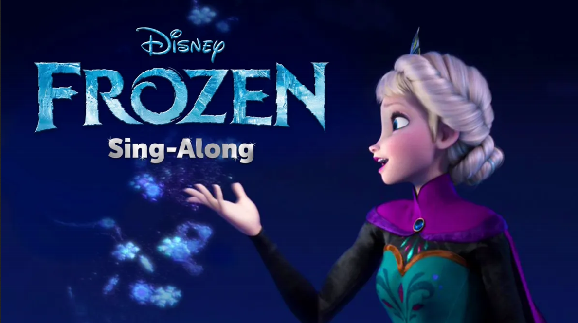 Disney's Frozen Sing-Along poster featuring Elsa making snowflakes